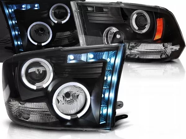 Фари Dodge Ram IV (09-11) - LED ангельські очі чорні