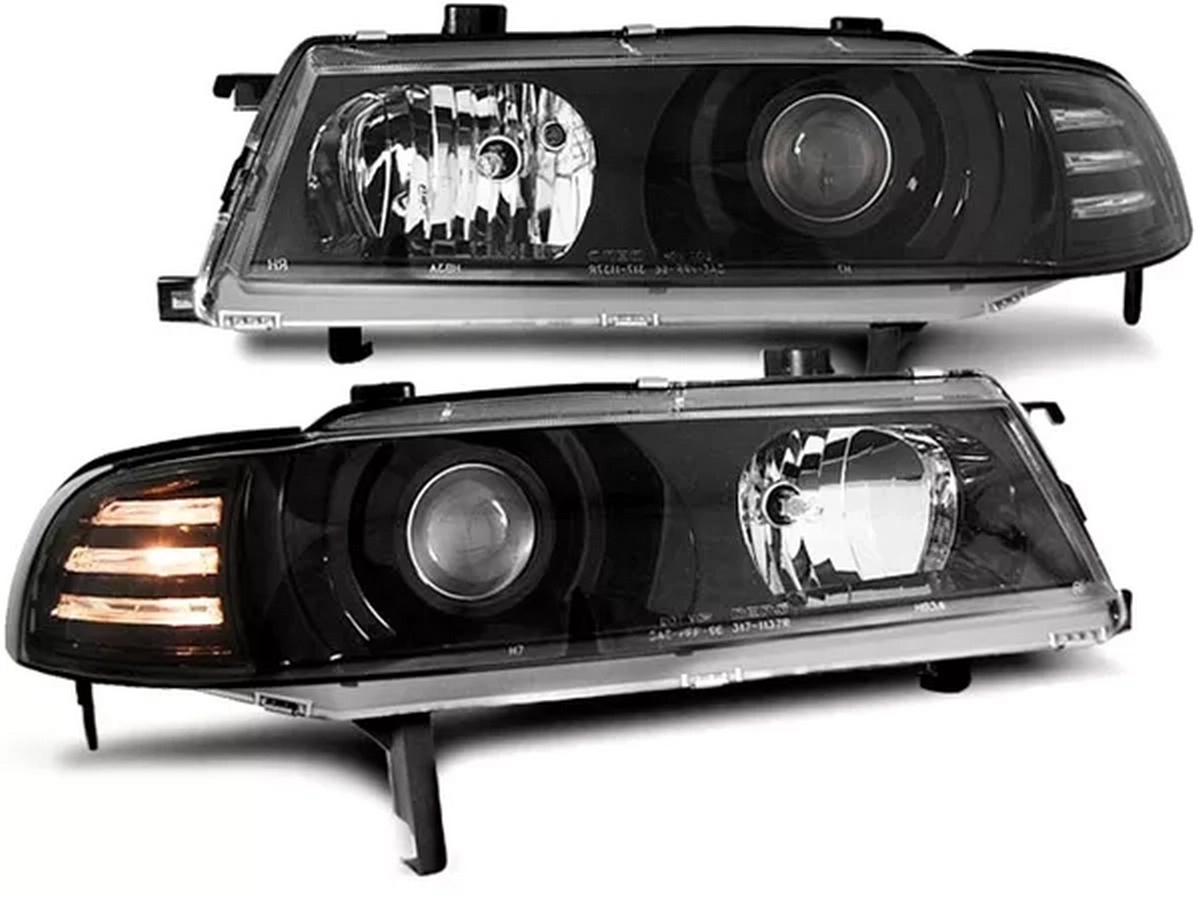 Фари лінзові Honda Prelude IV (92-96) - LED повороти (чорні)