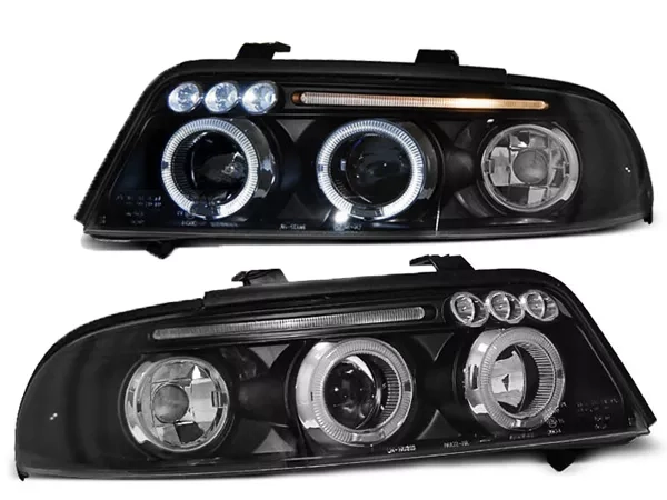 Фари чорні Audi A4 B5 (99-00) рестайлінг - LED ангельські очі
