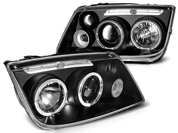 Фари VW Bora A4 (98-05) - ангельські очі чорні