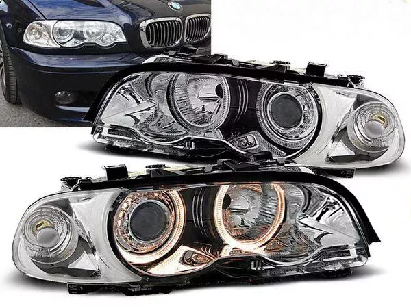 Фари BMW E46 (99-01) Coupe - ангельські очі хром