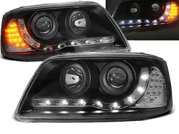 Фари чорні VW T5 (03-09) - Daylight з LED поворотами