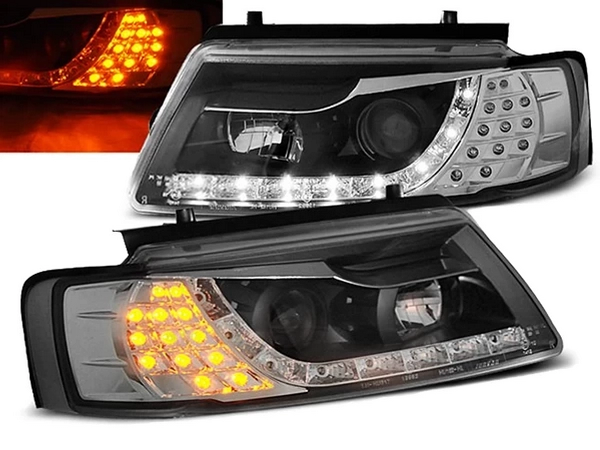 Фари чорні VW Passat B5 3B (96-00) - Daylight з LED поворотами