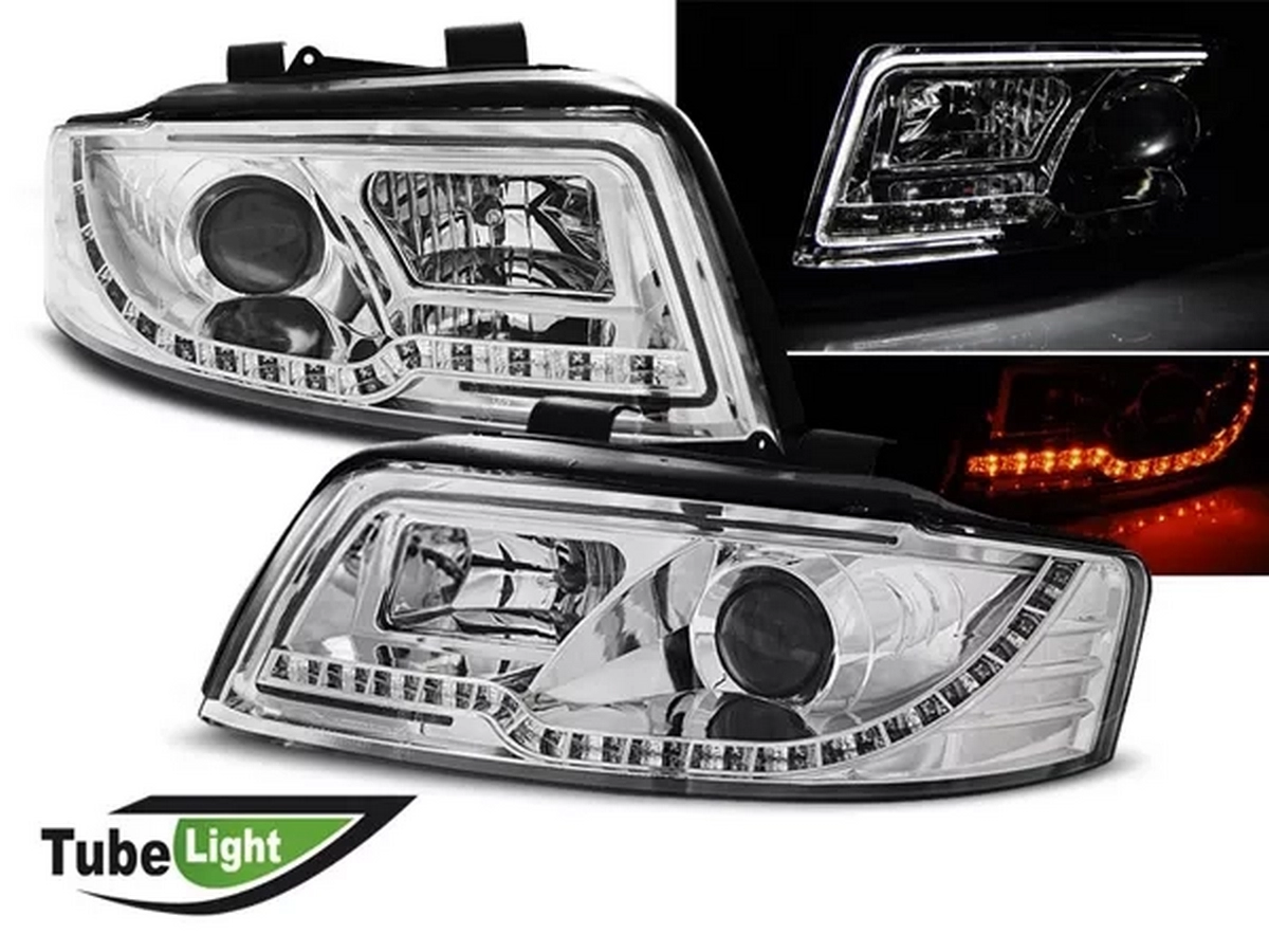 Фари Audi A4 B6 (00-04) - Tube Light LED-повороти хром