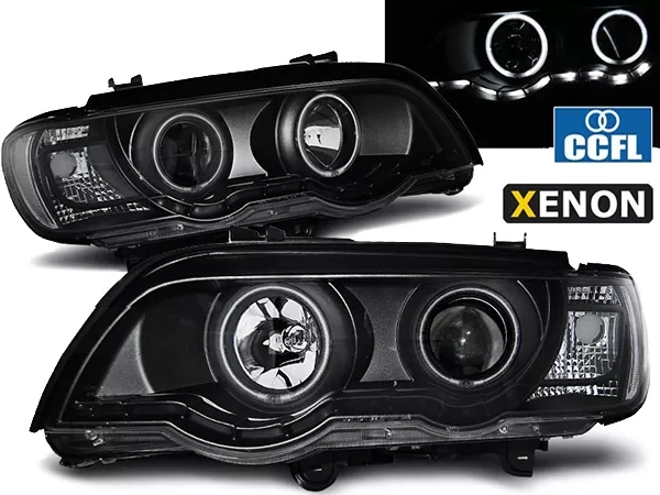 Фари ксенонові BMW X5 E53 (00-03) - CCFL ангельські очі (чорні)
