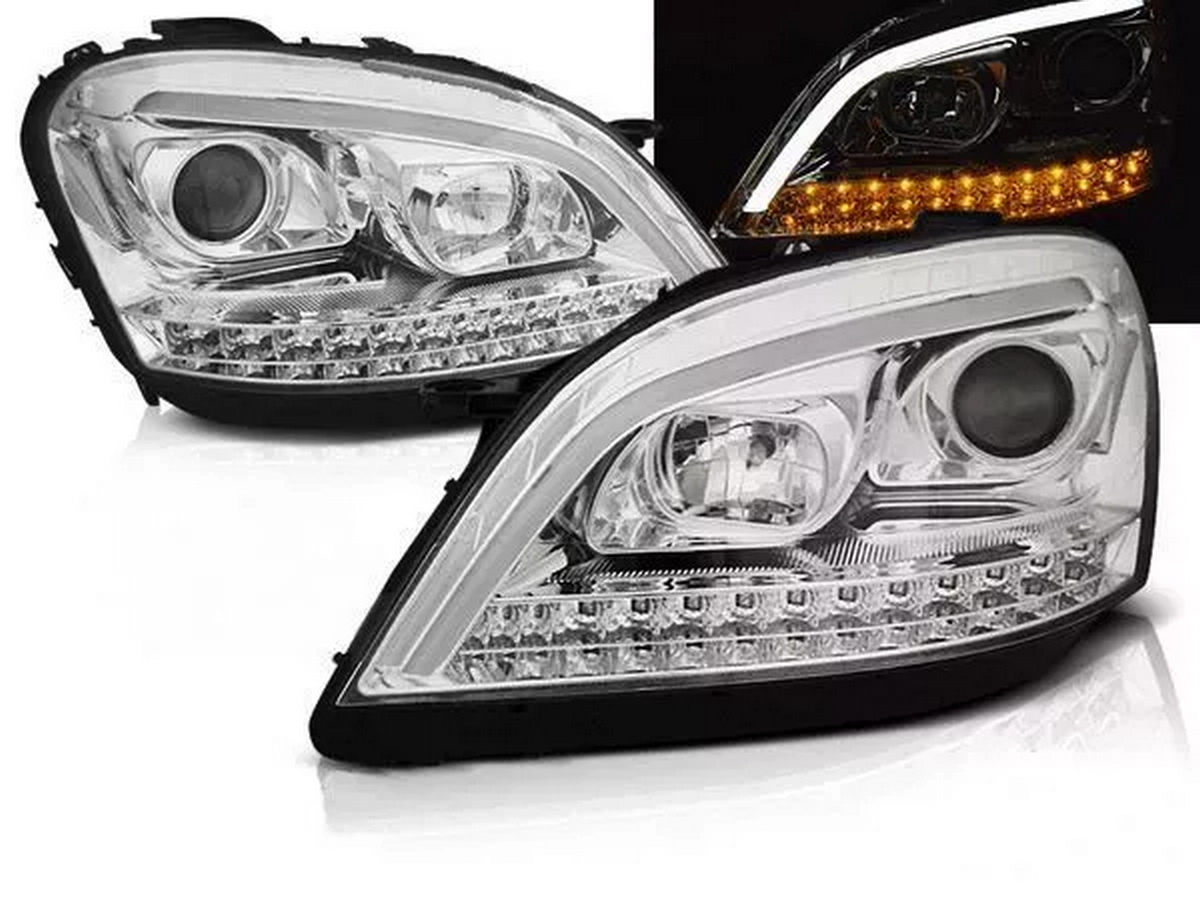 Фари Mercedes M W164 ML (05-08) - Tube Light з динамічними поворотами хром