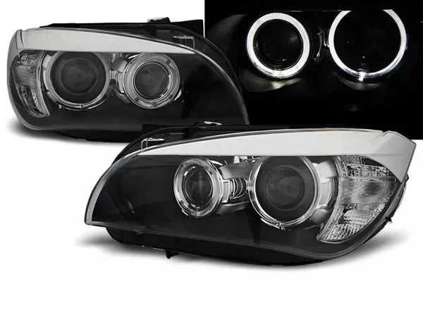 Фари BMW X1 E84 (09-12) - ангельські очі чорні