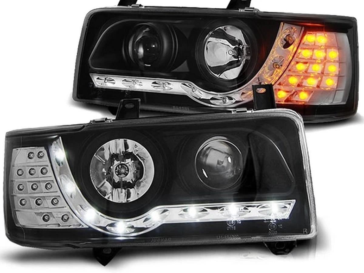 Фари чорні VW T4 (90-03) Transporter - Daylight з LED поворотами