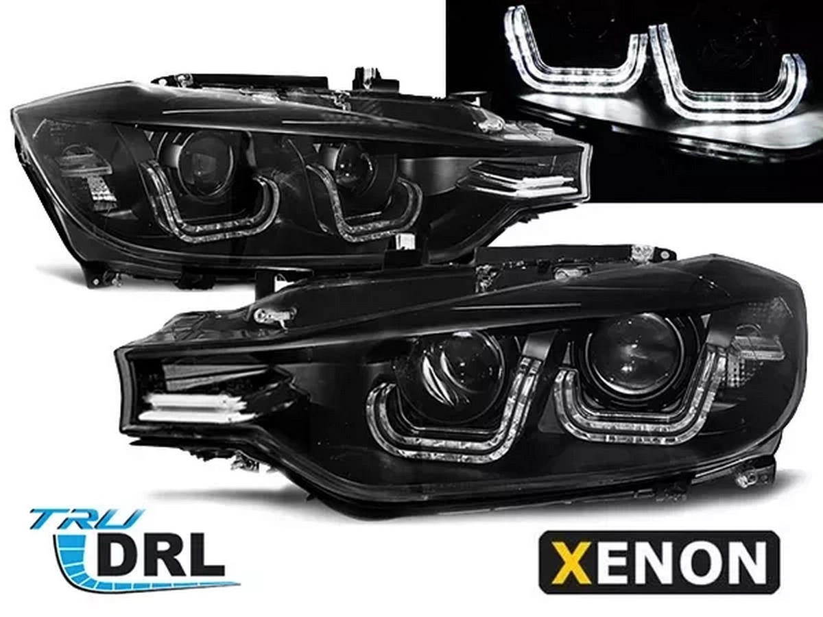 Фари передні BMW F30 / F31 (11-15) - TRU DRL U-Led Xenon (чорні)