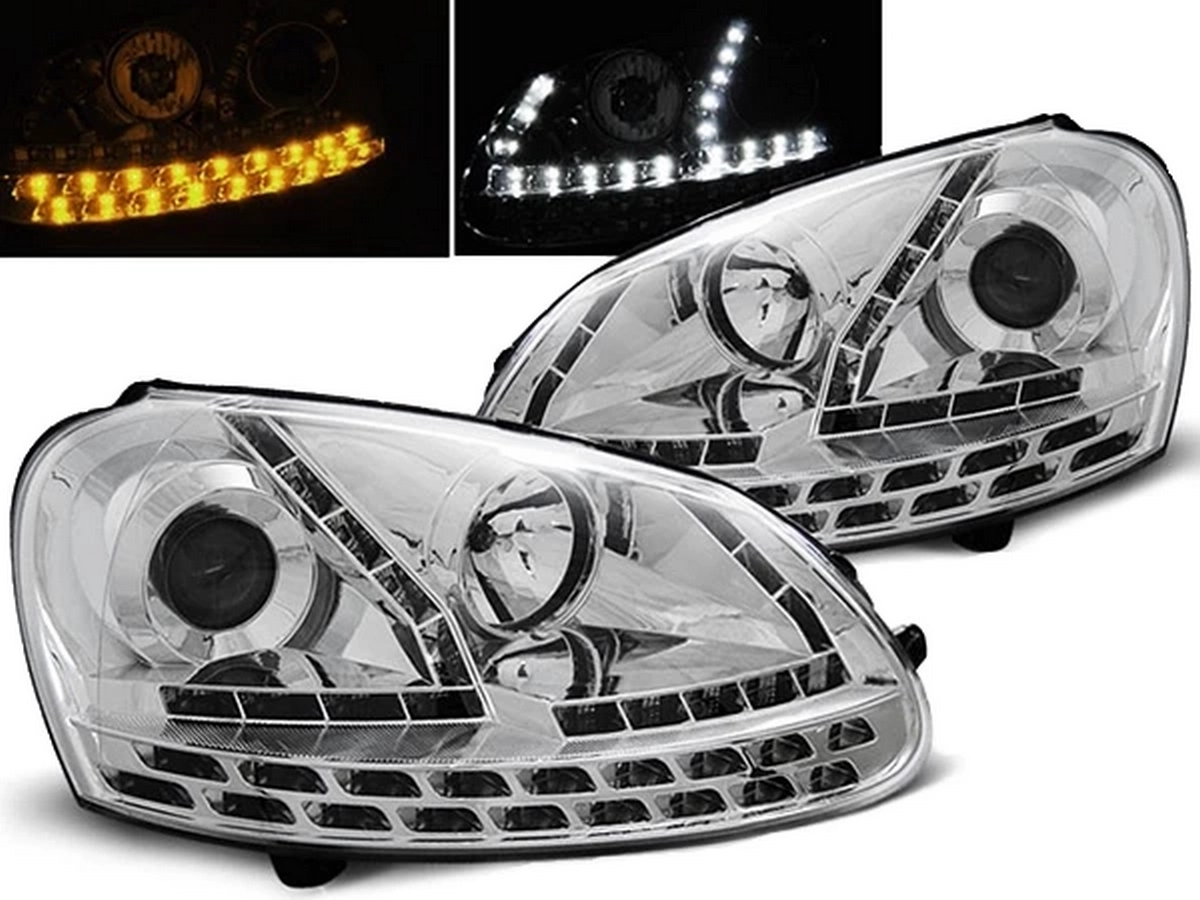 Фари хром VW Golf V (03-08) - Daylight з LED поворотами