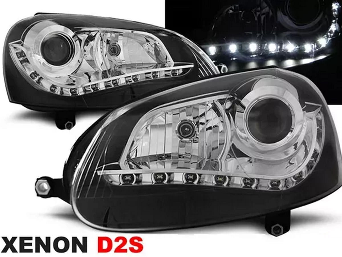 Фари VW Golf V (03-08) - Bi-Xenon Daylight чорні (Depo)