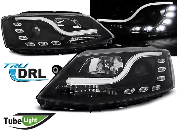 Фари VW Jetta A6 (11-18) - Tube Lights TRU DRL чорні (Sonar)
