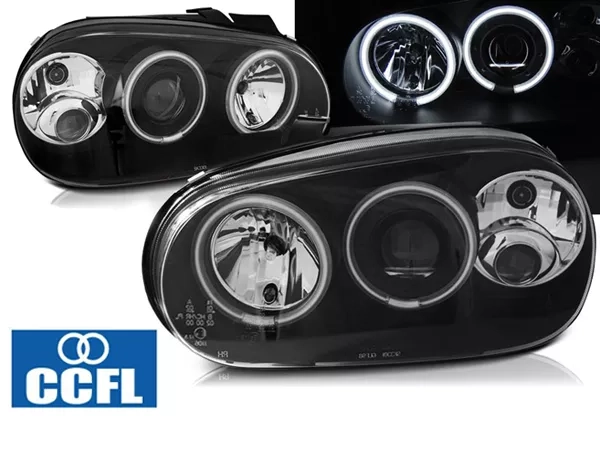 Фари чорні VW Golf IV (97-03) - ангельські очі CCFL