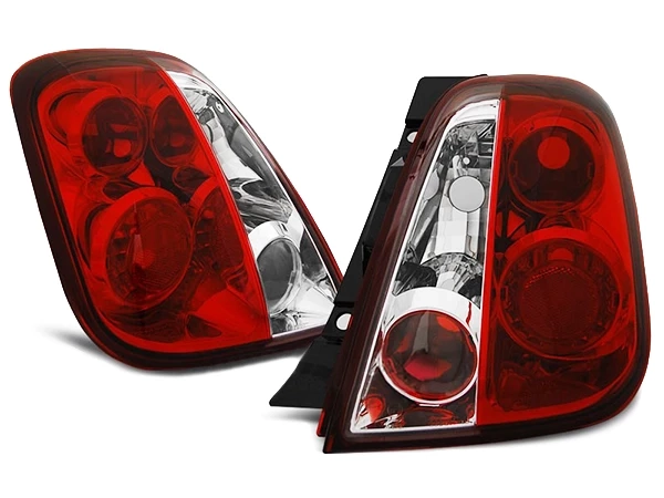 Ліхтарі задні лампові Fiat 500 (07-15) - червоно-білі