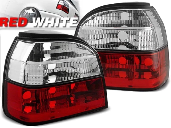 Ліхтарі задні VW Golf III (91-97) - червоно-білі (кришталеві)