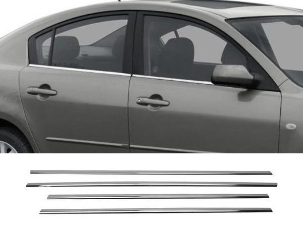 Хром нижні молдинги вікон Mazda 3 (BK; 03-08) Sedan