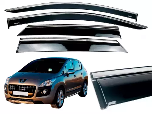 Дефлектори вікон Peugeot 3008 I (T84; 09-16) - Hawk (з хром молдингом) 1