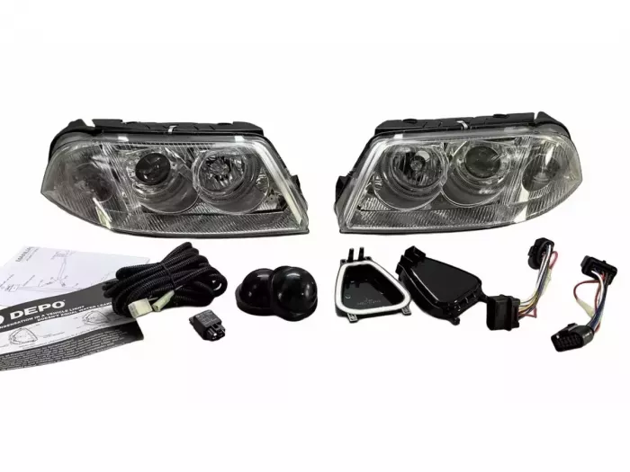 Фари VW Passat B5 3BG (01-05) рестайлінг - ангельські очі хром 5