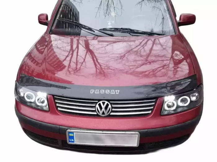 Фары чёрные VW Passat B5 3B (96-00) - ангельские глазки LED 4