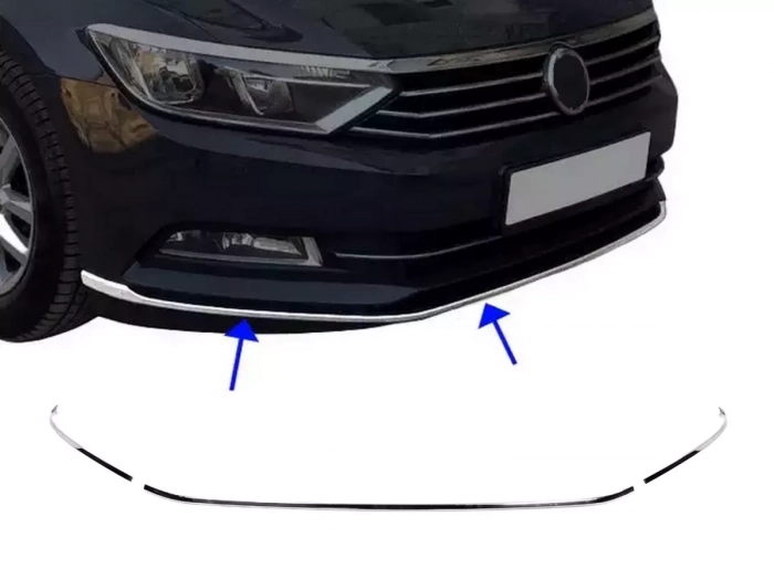 Хром накладки на передній бампер VW Passat B8 (3G; 15-19) - Carmos 1