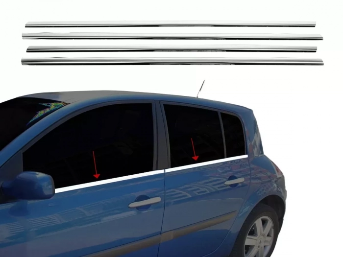Хром нижні молдинги вікон Renault Megane II (02-08) Хетчбек - Carmos 1