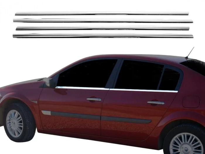 Хром нижні молдинги вікон Renault Megane II (03-09) Седан - Carmos 1
