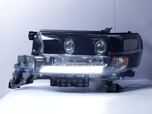Фары линзовые Toyota LC 200 (16-21) - LED DRL чёрные 2