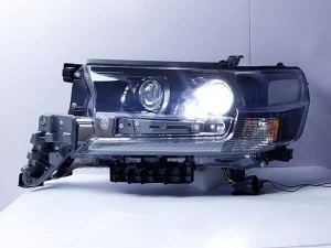 Фары линзовые Toyota LC 200 (16-21) - LED DRL чёрные 4
