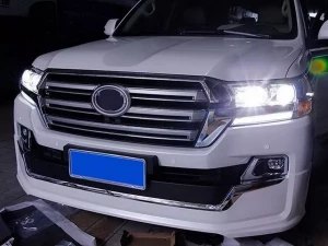 Фары линзовые Toyota LC 200 (16-21) - LED DRL чёрные 6