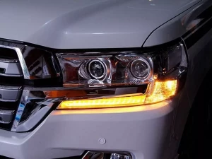 Фары линзовые Toyota LC 200 (16-21) - LED DRL чёрные 8