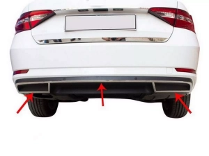 Хром накладки на задний диффузор Skoda Superb III (3V; 15-24) - Carmos 3