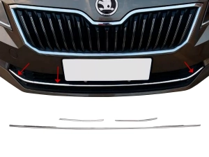 Хром на передний бампер Skoda Superb III (3V; 15-18)