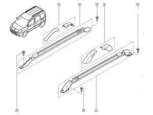 Рейлинги Renault Kangoo II (08-20) - OEM (с поперечинами) 4