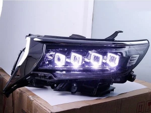 Фары Toyota LC J150 Prado IV (18-23) - 4-LED DRL (черные) 6