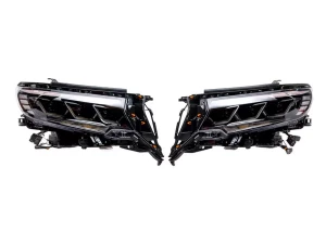 Фары Toyota LC J150 Prado IV (18-23) - 3-LED DRL (черные) 6