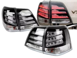 Ліхтарі задні Toyota LC200 (07-15) - Lexus 2012 стиль чорні