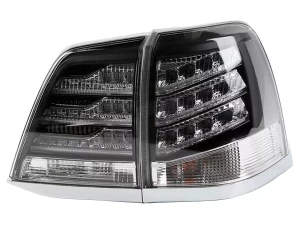 Фонари задние Toyota LC200 (07-15) - Lexus 2012 стиль чёрные 2