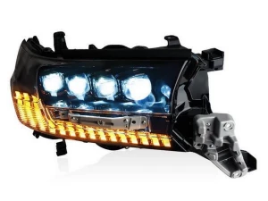Фари Toyota LC 200 (16-21) - DRL 4 LED чорні