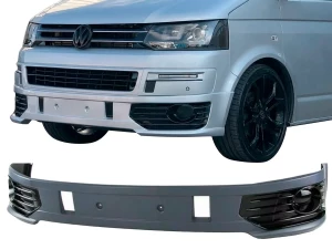Накладка переднего бампера VW T5+ (10-15) рестайлинг - Sportline (пластик)