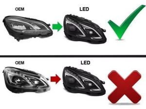 Фары Mercedes E W212 (13-16) - DRL диодные чёрные 8