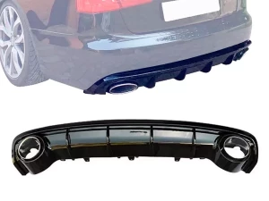 Дифузор заднього бампера Audi A6 C7 (11-14) - RS6 стиль (чорний)