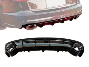 Дифузор заднього бампера Audi A6 C7 (14-18) рестайлінг - RS6 стиль (чорний)