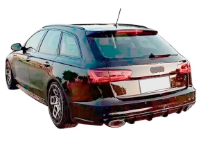 Дифузор заднього бампера Audi A6 C7 (14-18) рестайлінг - RS6 стиль (чорний) 4