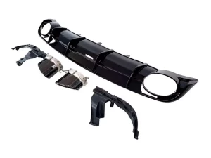 Дифузор заднього бампера Audi A6 S-Line C7 (14-18) рестайлінг - RS6 стиль (чорні насадки)