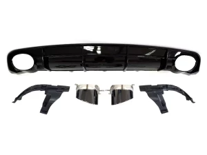 Дифузор заднього бампера Audi A6 S-Line C7 (14-18) рестайлінг - RS6 стиль (чорні насадки) 2