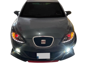 Накладки на зеркала Seat Leon II (1P; 05-09) - Bat стиль (чёрные) 4