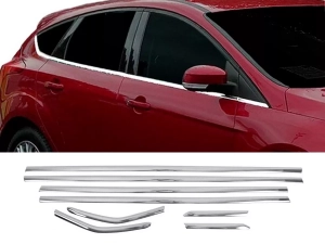 Хром нижні молдинги вікон Ford Focus III (C346; 11-18) Хетчбек - Omsa Line