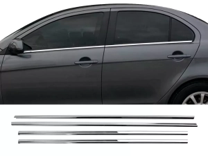 Хром нижні молдинги вікон Mitsubishi Lancer X (07-15) - Omsa