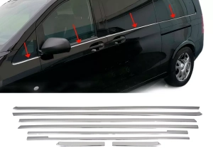 Хром нижні молдинги вікон Mercedes Vito / V-Class W447 (14-) 2 бічні двері