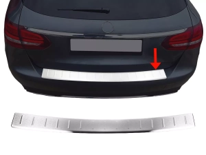 Накладка на задний бампер Mercedes C S205 (14-21) Универсал - Omsa (серебряная)